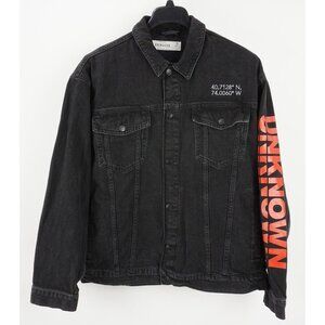 Topshop UNKNOWN New York Coordinates Men XL Oversized Black Denim Trucker Jacket